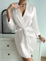 Women Summer Pajamas Elegant Lace up Bathrobe Fashion And Sexy Sleepwear For Home Wear