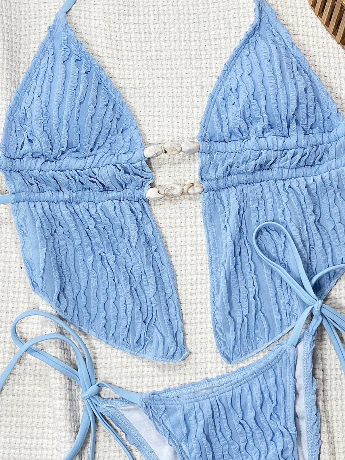 Sexy Triangle Bikini Women Summer Hollow Out Bandage Cross Crop Top Tie Side Thong Swimsuit Bathing Suit Holiday Swimwear