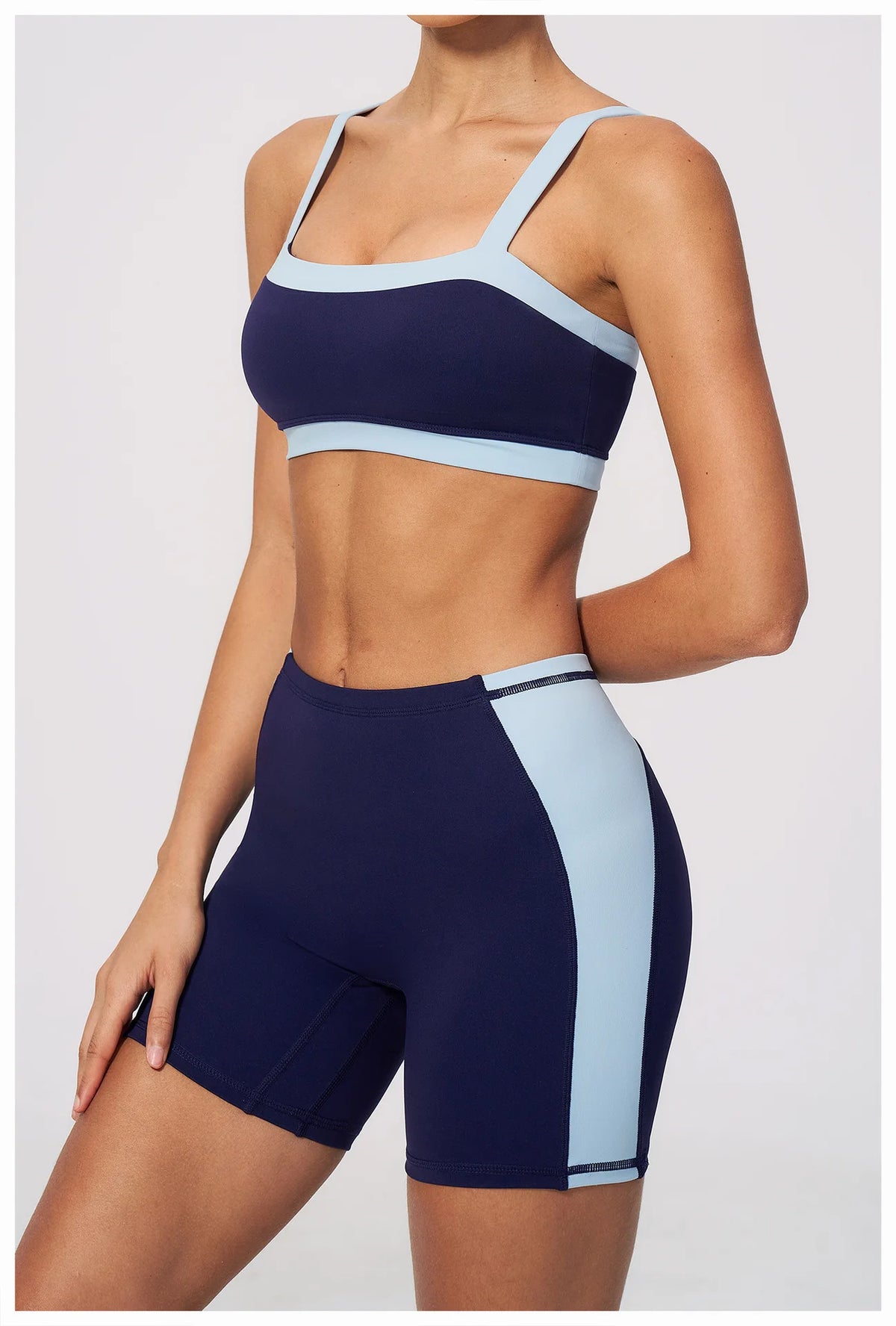 Summer Color Blocking Yoga Suit Women Shockproof Slim Sports Bra High Waist Hip Lift Shorts Gym Running Fitness Sets Tracksuit