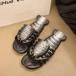 2025 New Metal Color Funny Lobster Slippers For Women Men Summer Shoes Anti-slip Cute Cartoon Couples Indoor Beach Slides