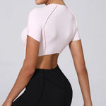 No Padded Women Yoga Sport T Shirts Fitness Clothes Short Sleeve Yoga Shirt Gym Top Running Active Wear Sport Tops
