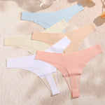8PCS/Set Seamless Ice Silk Panties Women V-Waist Underwear Sexy Sports Briefs Panties Female Soft Ultra-thin Lingerie G-string