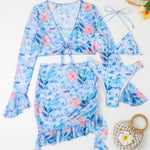 4 Pieces String Bikinis 2026 Women Sexy Swimwear Female Floral Swimsuit Bathers Bathing Swimming Swim Suit Beachwear Summer