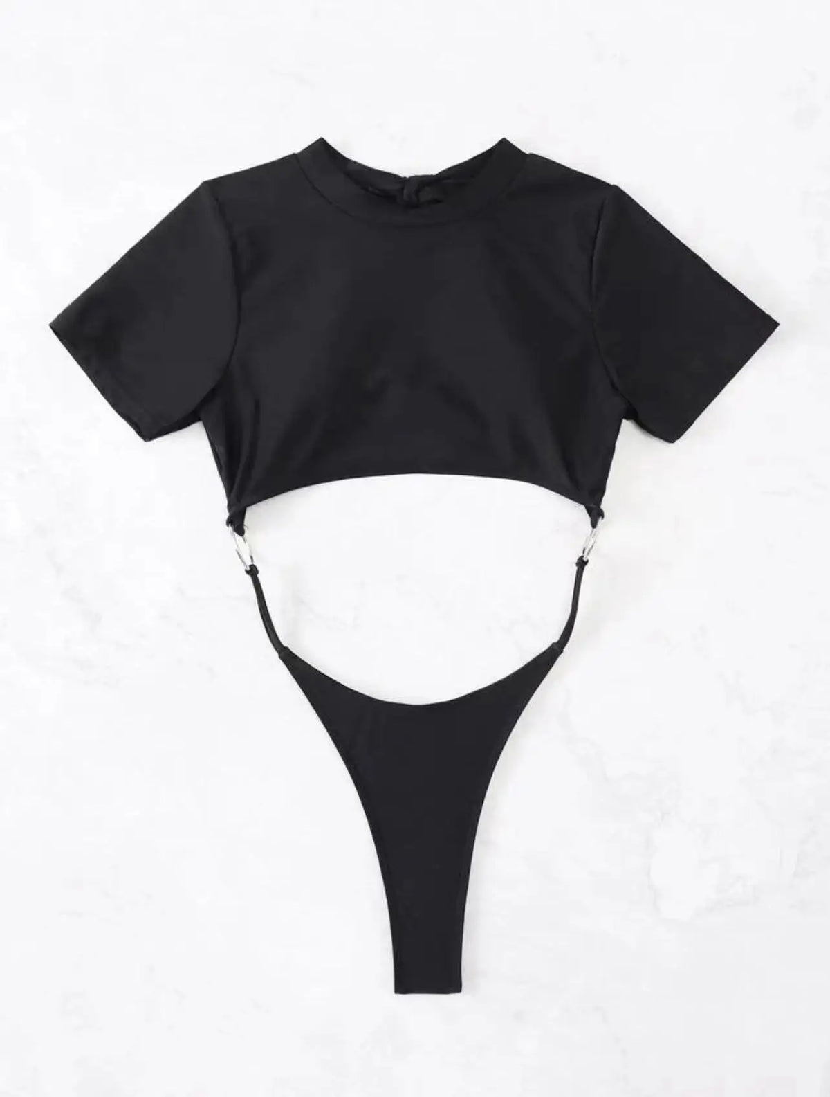 XS - L Mini Micro Thong Short Sleeve One Piece Swimsuit Women Female Swimwear Cut Cut Monokini High Cut Bathing Suit Swim Lady