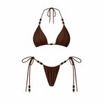 Beads 3Pcs Green Bikini Sexy Women Bandeau Biquini Female Swimsuit Push Up Swimwear Mesh Skirt Bathing Suits Cover Up Beachwear
