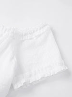 Women Summer White Dress Trim Off Shoulder Short Sleeve Button-up A-line Mini Dresses for Daily Office Party
