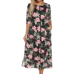 Summer Dresses For Women 2024 Zipper Front Robe Half Sleeve Bathrobe Full Length Soft Cotton Duster Dress With Pockets Home Wear