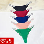 5pcs/Set Sexy Embroidery Two Shiny Belts Women Briefs Solid Low Waist Comfortable Female Panties Elegant Intimates Lingerie