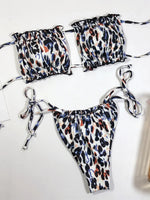 Tie Dye Pleated Ruffled Bikinis Bandeau Bikini Women Swimsuit Female Swimwear Two-pieces Bikini Set Hollow Out Bathing Suit Swim