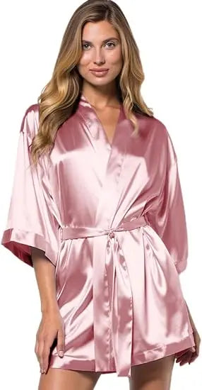 Women's Bride Bridesmaids Silky Robe Satin Kimono Robes for Women Lingerie