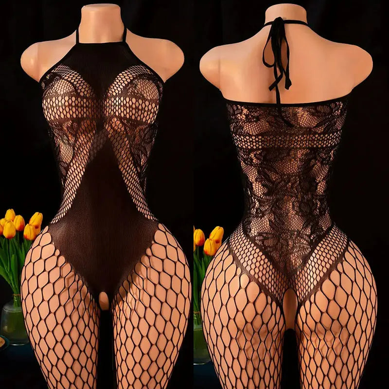 Adult Crotchless Lingerie Women Erotic Crossover Breastless Underwear SetSexy Bodystocking BDSM Fishnet Bondage Set GamesToy
