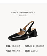 Elegant Slingback Sandals Women Summer Shoes Pink Black Silver Medium Heels Close Toe Office Party Shoes Female Large Size 45