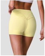 Outdoor Running Yoga Shorts Women Summer Crossed V Waist Hip Lifting Fitness Tight Sports Pants Quick Drying Gym Fitness Shorts
