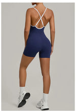 Spring/summer Women's Contrasting Yoga Jumpsuit Hollow Out Cross Back Camisole One Piece Sports Suit Hip Lifting Fitness Romper