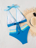 ZTVitality Sexy Patchwork Swimsuit Women Bikini Set 2025 New Arrival Padded Bra Halter Bandage Swimwear Summer Beachwear Biquini