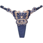 Butterfly Lace Thong for Women Low Waist G-String Transparent Mesh Panties Sexy Embroidered Briefs Adjustable Waist Culotte Femm