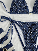 Sexy Purple Polka Dot Print Bikini Set Women Shell Pleate Push Up Bra Bandage Thong Swimsuit 2026 Summer Bathing Suit Swimwear