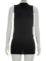 FDYOUI Women 2026 Summer Sleeveless Hollow Out Slim Mini Dress Sexy Package Hip Short Party Night Club Dresses Black Streetwear