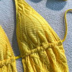 Sexy Yellow Push Up Tassel Crop Top High Waist Swimsuit Swimwear Women Beach Holiday Bathing Suit Skirt 3 Piece Bikini Set 2026