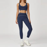 2PCS Yoga Set Gym Clothes Outdoor Sports Outfits Women Tracksuit Gym Fitness Suits Workout Long Sleeved Flared Pants Sportswear