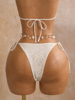 Sexy Mesh Cover Up 3 Piece Bikini Set 2026 Women White Metal Circle Push Up Bra Thong Swimwear Holiday Bathing Suit Swimsuit