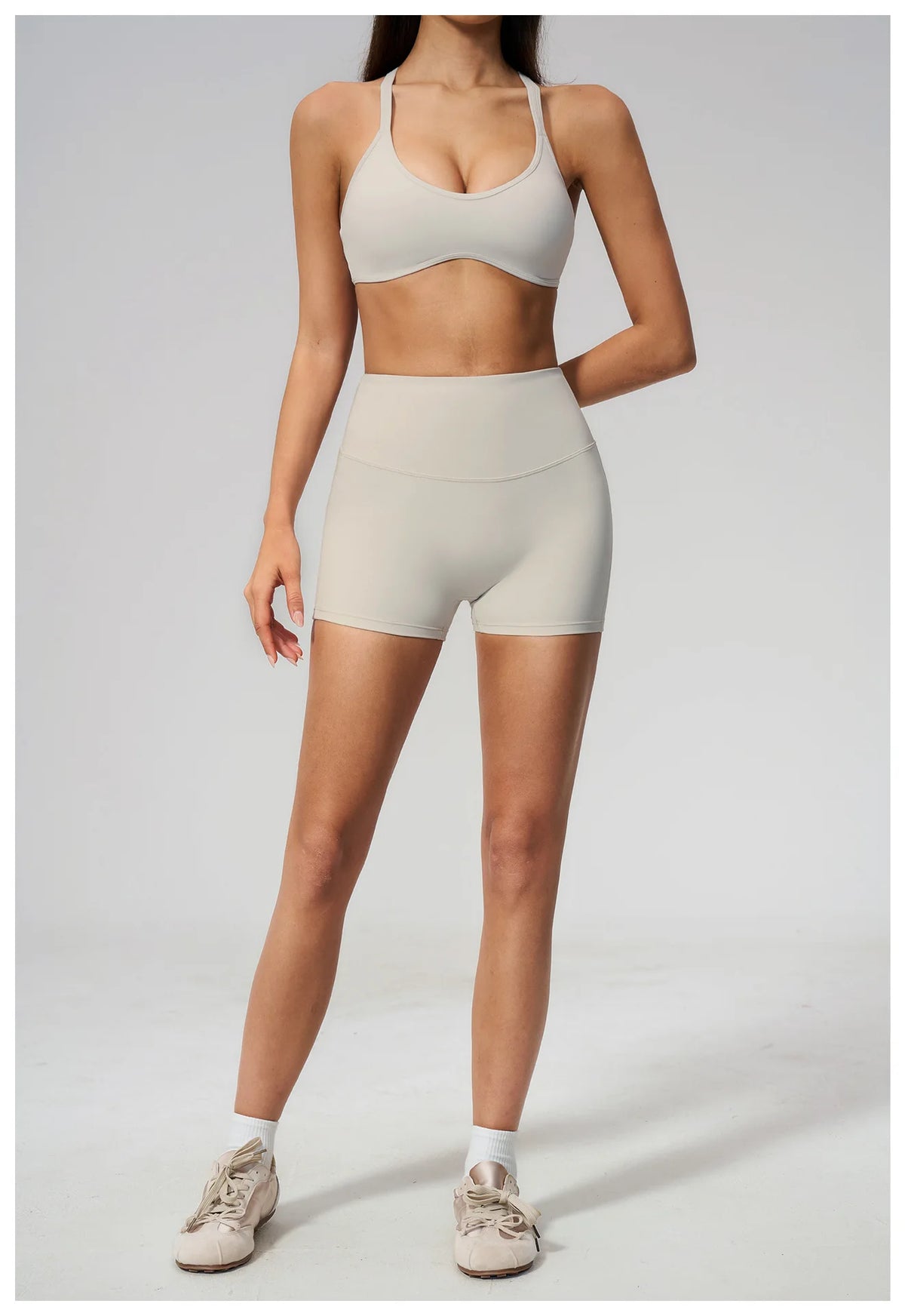 2 Piece Summer Yoga Sets for Women Hollow Back Cross Sports Bra Fitness Clothes Tight High Waist Shorts Running Workout Clothes