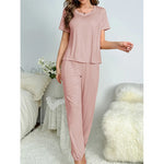 Women's Sleepwear Spring and Summer New Pajamas Women's Short-sleeved Trousers Set Classic Solid Color Casual Loungewear