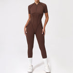 With Zipper Hollow Back Yoga Jumpsuit Sportswear Women Gym Clothes Running Fitness Yoga Backless Bodysuit