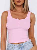 Phantasy Y2K Women's Tank Top Fashion Tees Basic Strapless U Neck Camisole Sexy Button Up Tanks 2026 New Summer Women Clothing