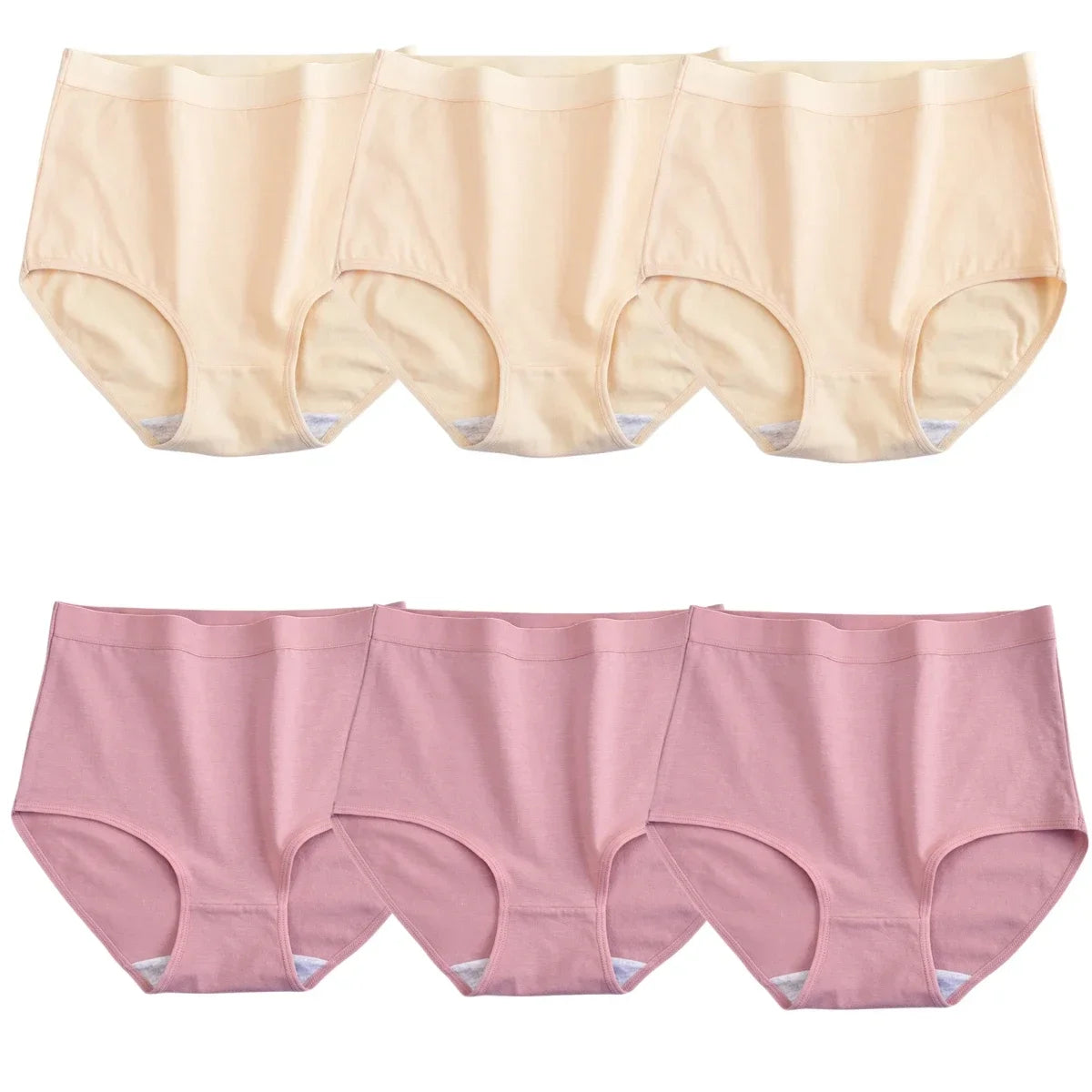 6Pcs/Set Women Cotton Panties High Rise Briefs Female Breathable Underpants Sexy Lingerie Tummy Control Underwear M-XXXL