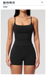 2 Piece Shaved Yoga Sets Women Hip Lifting Shorts Fitness Suit Outdoor Leisure Running Slimming Sports Vest Workout Tracksuit