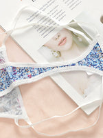 Women's 3-piece set of multi-color digital pattern thong with no trace low waist hollow out easy to wash and dry underwear C927