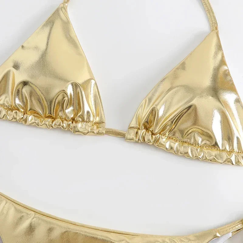 Fish Scales Shiny Halter Triangle Bikinis Sets Swimwear Women Micro Thong Swimsuits Swimming Suit Biquinis Bikinis de Mujer 2026