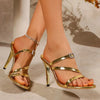 2026 Women Lightweight Sandals Thin High Heel Sandals Fashionable Summer Shoes Wedding Gold Women Shoes Party