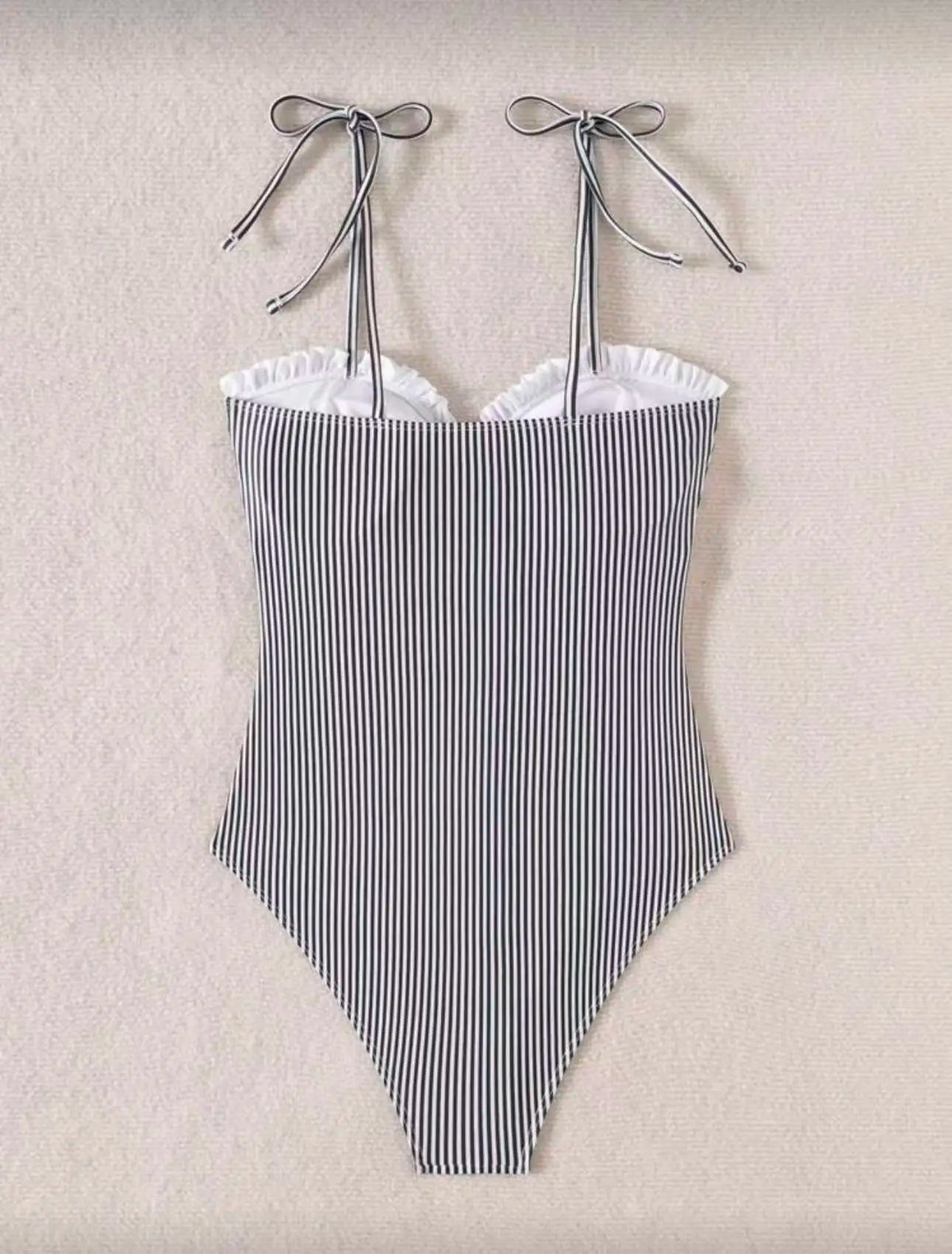 2026 Strappy Swimsuit One Piece Sexy Striped Ruffle Swimwear Women Bathers Bathing Swimming Swim Suit Padded Beachwear Summer