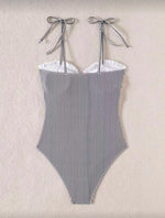2026 Strappy Swimsuit One Piece Sexy Striped Ruffle Swimwear Women Bathers Bathing Swimming Swim Suit Padded Beachwear Summer