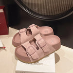 Women Leisure Slippers Retro Trend With Buckles Female Summer Casual Shoes Comfortable Beach Slides Girls Platform Sandals