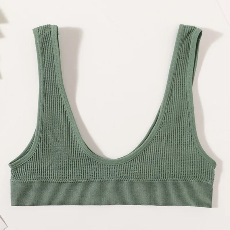 Ribbed Seamless U-Back Bralette Women's Push Up Tube Tops Wire Free Plunge Underwear Sexy Lingerie Small Cup Intimates M-XL