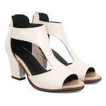 Fish Mouth High Heel Shoes Women's Summer Thick Heel Sandals Waterproof Platform Thick Sole Sexy Slim Back Zipper Hollow