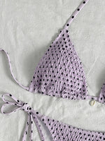 Sexy Purple Polka Dot Print Bikini Set Women Shell Pleate Push Up Bra Bandage Thong Swimsuit 2026 Summer Bathing Suit Swimwear