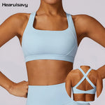 Hearuisavy Quick-Dry Backless Yoga Clothes Running Vest Women Workout Brassiere Fitness Gym Tank Top Women Push up Sports Bra