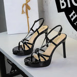 BIGTREE Classic Black Ankle Strap Stiletto Heels Round Toe Open Toe High Heels Women's Versatile Dress Shoesfor All Occasions