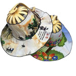 Multi-functional Travel Wide Brim Fan Sun Hats Foldable Bamboo Fan Hat Summer Sunshade Anti-squat Caps Fashion