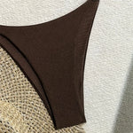 Dark Brown String Halter Micro Thong Bikinis Sets Sexy Swimsuit Women 2026 Metal Ring Holiday Swimwear Beach Wear Bikini Mujer