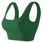 Women'S Ribbed Seamless Sports Bralettes,High Stretch Knit Fabric, Solid Color, with Removable Pads for All Seasons