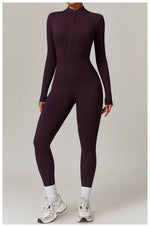 Zipper Workout Jumpsuit Sports Overalls Women Gym Clothing Running Long Sleeves Fitness Gym Tracksuit Short Sportswear Yoga Set