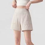 Women's High-Waisted Yoga Shorts with Pockets Quick-Drying Breathable for Summer Outdoor Training Running Pilates Fitness