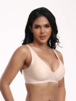 Pink Heart Seamless Wire-Free Comfortable Full-Cup Bra with Thin Molded Cups for Breathability and Support Beautiful Push Up Bra