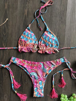Sexy Bikini Floral Print Swimwear String Bikini Set Push Up Swimsuit Bikinis Women Biquini Beach Bathing Suit Women