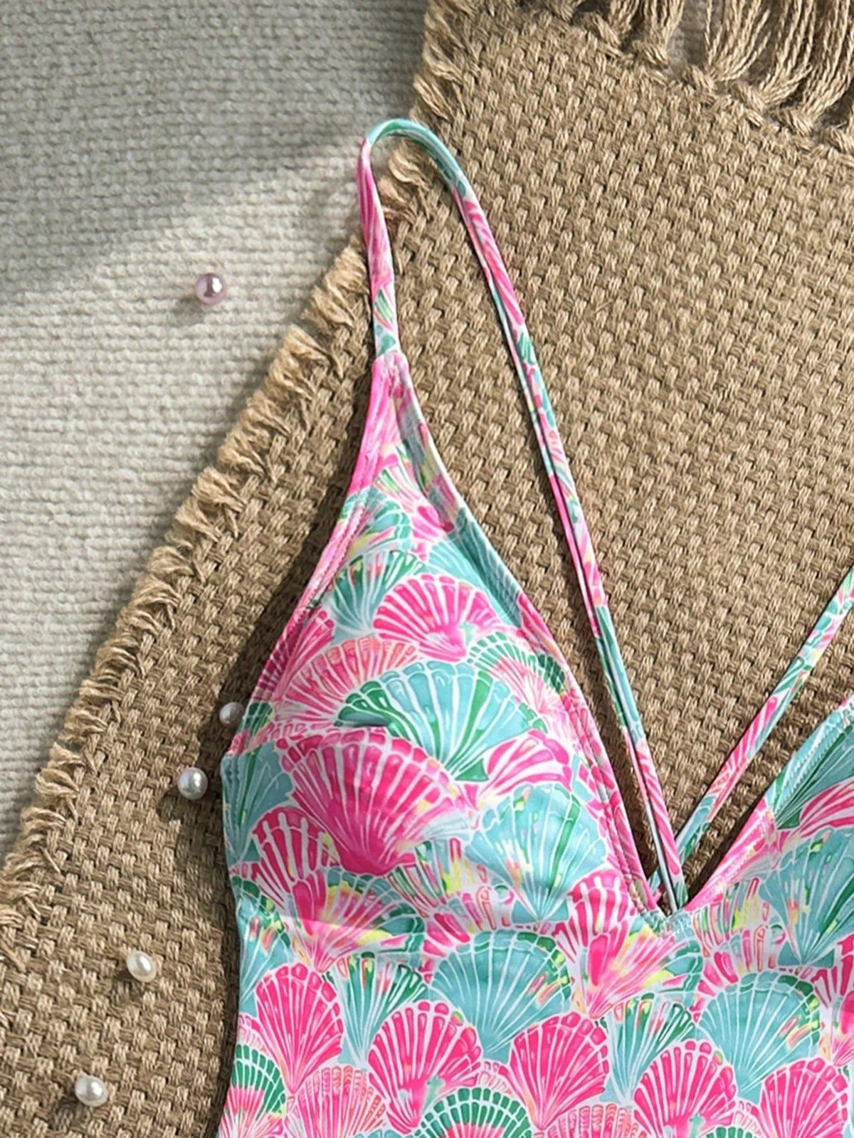 Sexy Pink Floral Print Swimwear Women 2026 Deep V Neck Slim Tummy Control One Piece Swimsuit Beach Hoiday Bathing Suit Monokini